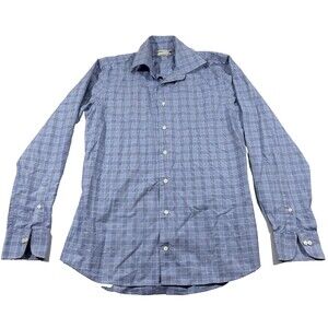 Suitsupply Blue Dress Shirt Extra Slim Fit Plaid Egyptian Cotton Sz 15 3/4 40